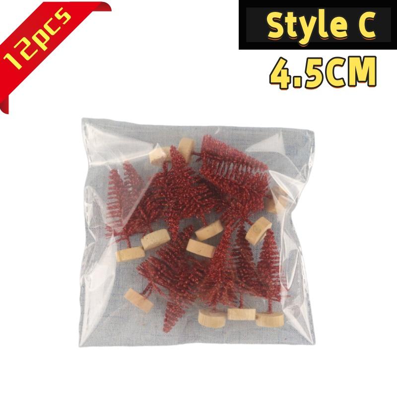 12Pcs Mini Christmas Desktop Miniature Pine Tree Micro Landscaping 4.5/6.5Cm Sisal Silk Cedar Tree Ornamen Navidad Xmas Decor