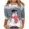 Spring and Autumn Round Neck Christmas Themed Pattern 3D Printed Top Fashionable Casual Long Sleeved Women's T-shirts