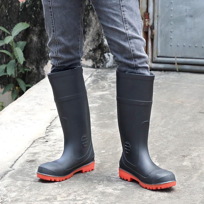 Men's Waterproof Steel Toe Anti-Slip Rain Boots for Construction and Mining