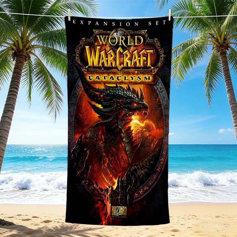 1Pc World Warcraft Cataclysm Expansion Beach Towel, Quick Dry, Multi-Use for Beach Pool Gym Yoga Home Travel, Christmas, Halloween, Xmas Gift
