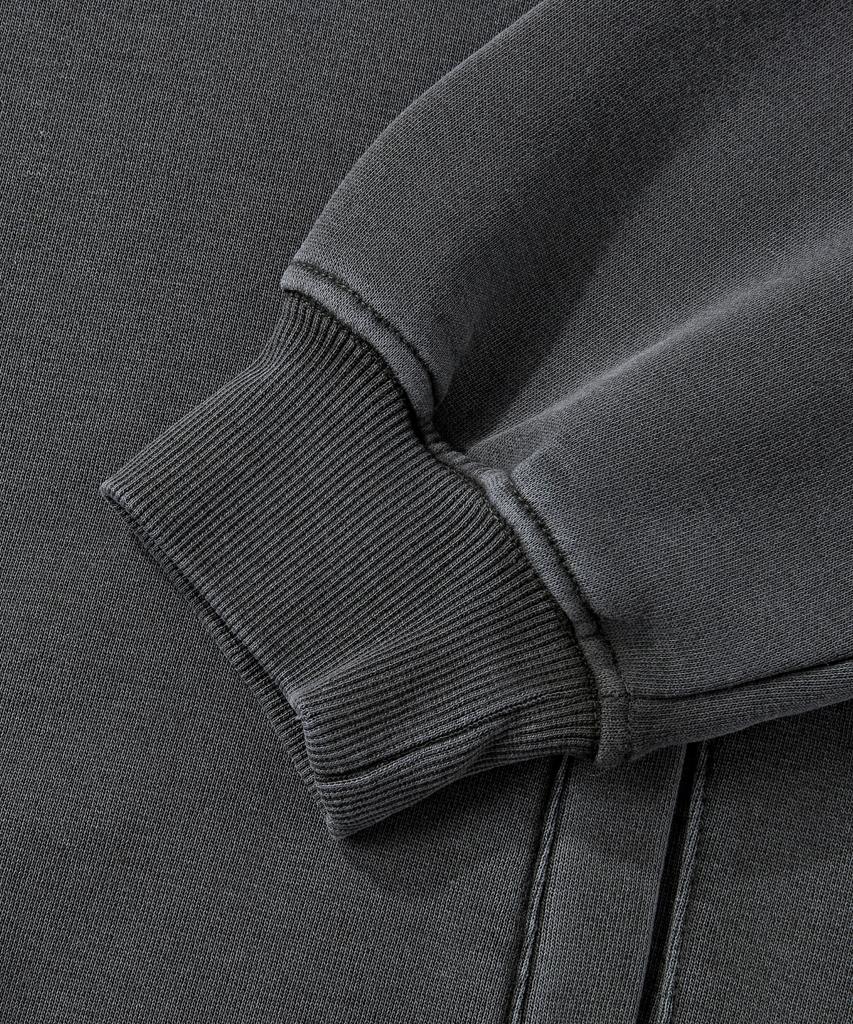 Beodeonteu Garment-Dyed Half Zip Fleece Sweatshirt [Charcoal]