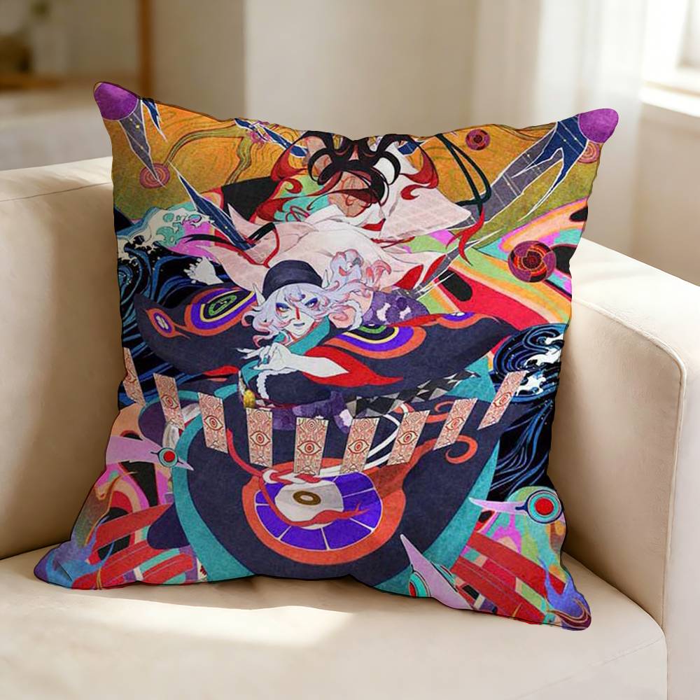 Anime MMononoke Cool KKusuriuri Square DoubleSided Printed Pillow Case Bedroom Bedside Pillow Sofa Cushion Cover