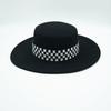 Korean Version Of Black And White Chess And Card Grid Black Wool Woolen Flat Top Top Hat Women'S Autumn And Winter Retro British Felt Wide Brim Tide