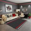 Racing Sports Car Rug, Checkered Flag Yellow Splash Print, Non-Slip Washable Soft Mat for Living Room Sofa Dining Room Indoor
