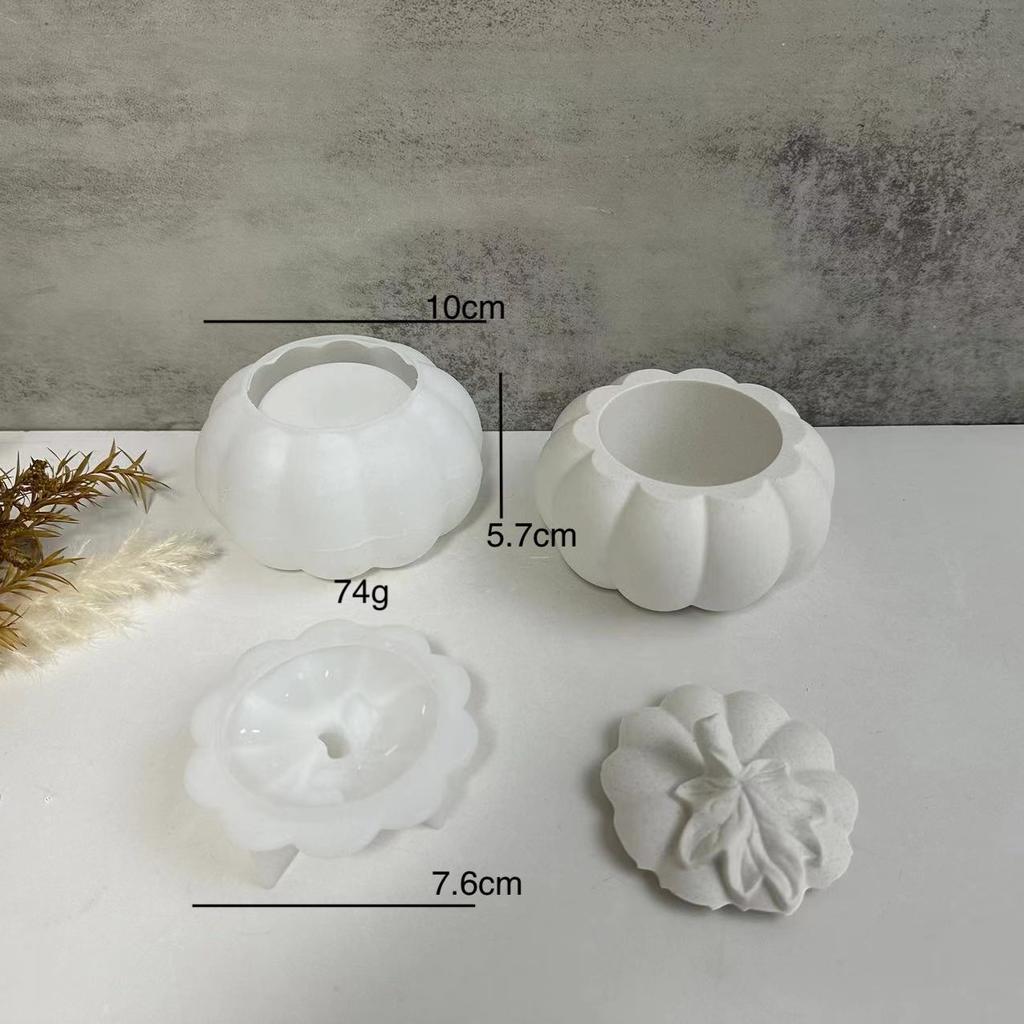 Pumpkin Jar with Lid Silicone Mold Halloween Jewelry Storage Box Plaster Mold DIY Handmade Plaster Epoxy Resin Crafts Flower Pot