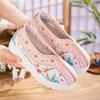 Women's New Thick Sole Wedges Embroidered Shoe Ethnic Style Spring Autumn Round Toe Shallow Slip On Height Increasing Hanfu Shoe