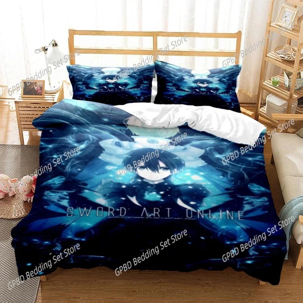 SAO Anime Art Print Fashion Article Comfortable Duvet Cover Pillowcase Bedding Set Children Bedroom Decoration Home Textile