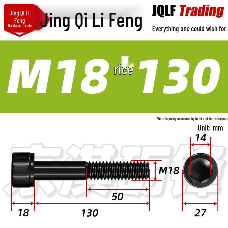 M18-20 High-Strength Black Hex Socket Head Cap Screws with Knurled Cylindrical Bolts