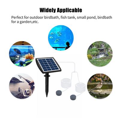6V 2W Plug-in Solar Oxygen Pump with 8.2ft Pipe 2 Air Bubble Stones Fish Tank Oxygenator Aquarium