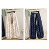 2026 Summer Cotton Linen Polka Dot Trousers Women's Loose Wide Leg Versatile Nine Point Harem Pants Korean Version Lantern Pants