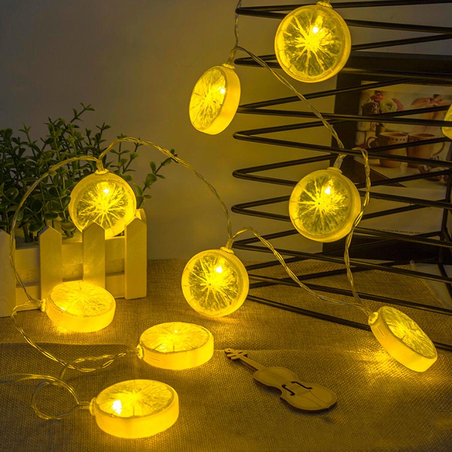 

Lemon slice LED light string, small and fresh atmosphere decorative light arrangement, festive fruit colored lights 10LED 1.5m