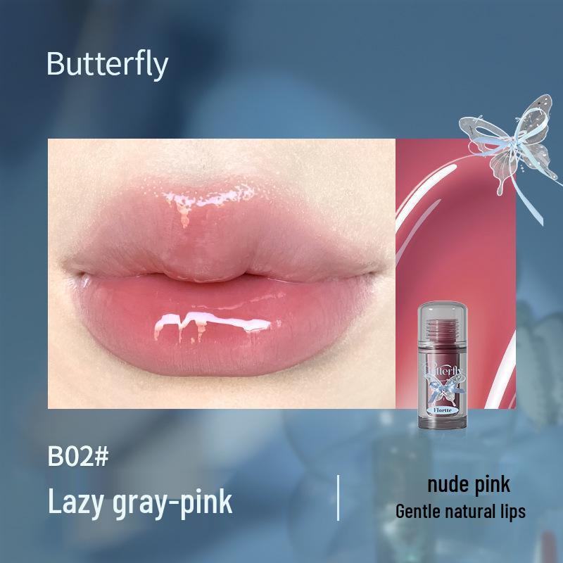 Translucent Glass Lips: FLORTTE Floria Butterfly Lip Essence Gloss Lipstick for Women