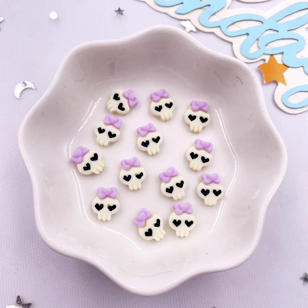 30pcs Resin Mini Colorful Painted Cartoon Ghosts Bat Pumpkin Spider Bat Candle Figurines Flat Back Nail Art DIY Scrapbook M437 H