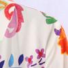 Floral Print Women Dress Turn-down Collar A-Line 45720 Sleeve Single-breasted Mid-Calf Shirt Dress