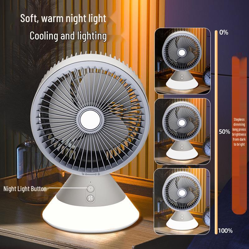 USB-Powered Desktop Fan with Auto-Oscillation & Night Light