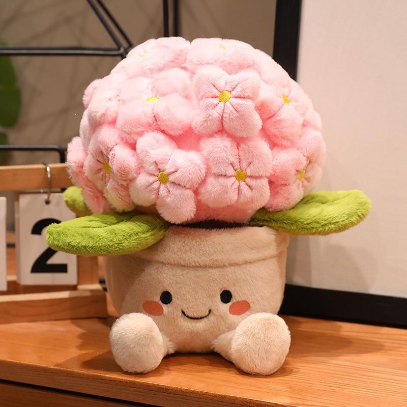 Peluche Orto Idrangea Cartone Animato: Bambola Pianta in Vaso e Cuscino per Arredo Casa