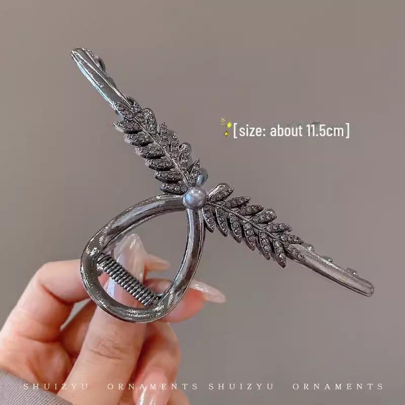 High-End Women's Rhinestone Hair Shark Clip - Large, Stylish, and Trendy Hairpin