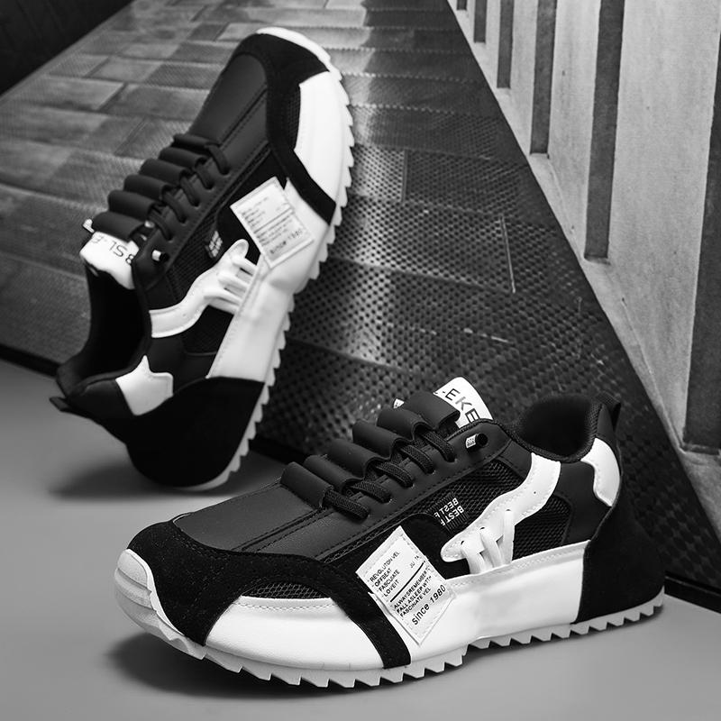 Men's Breathable All-Season Sneakers - Lightweight Casual Sports Shoes with Memory Foam Insole, Retro Lace-Up Design for Walking/Gym/Daily Wear