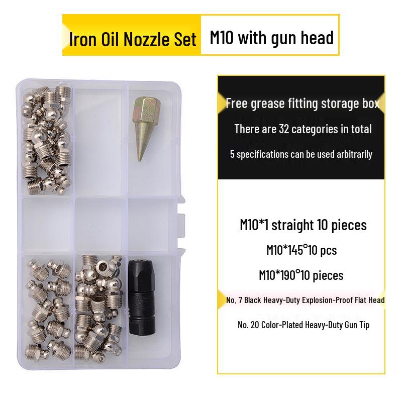 Nickel-Plated Iron Bent Grease Nipple Grease Gun Head M6-M14 G1/8