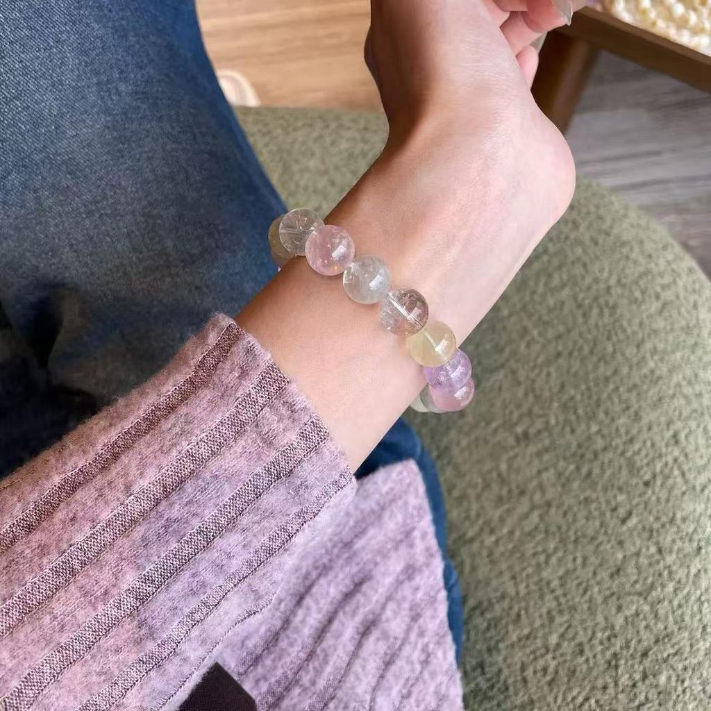 Natural Ice Cream Crystal Bracelet, New Chinese Style Colorful Fluorite Bracelet for Women, Dopamine European and American Crystal Bracelet