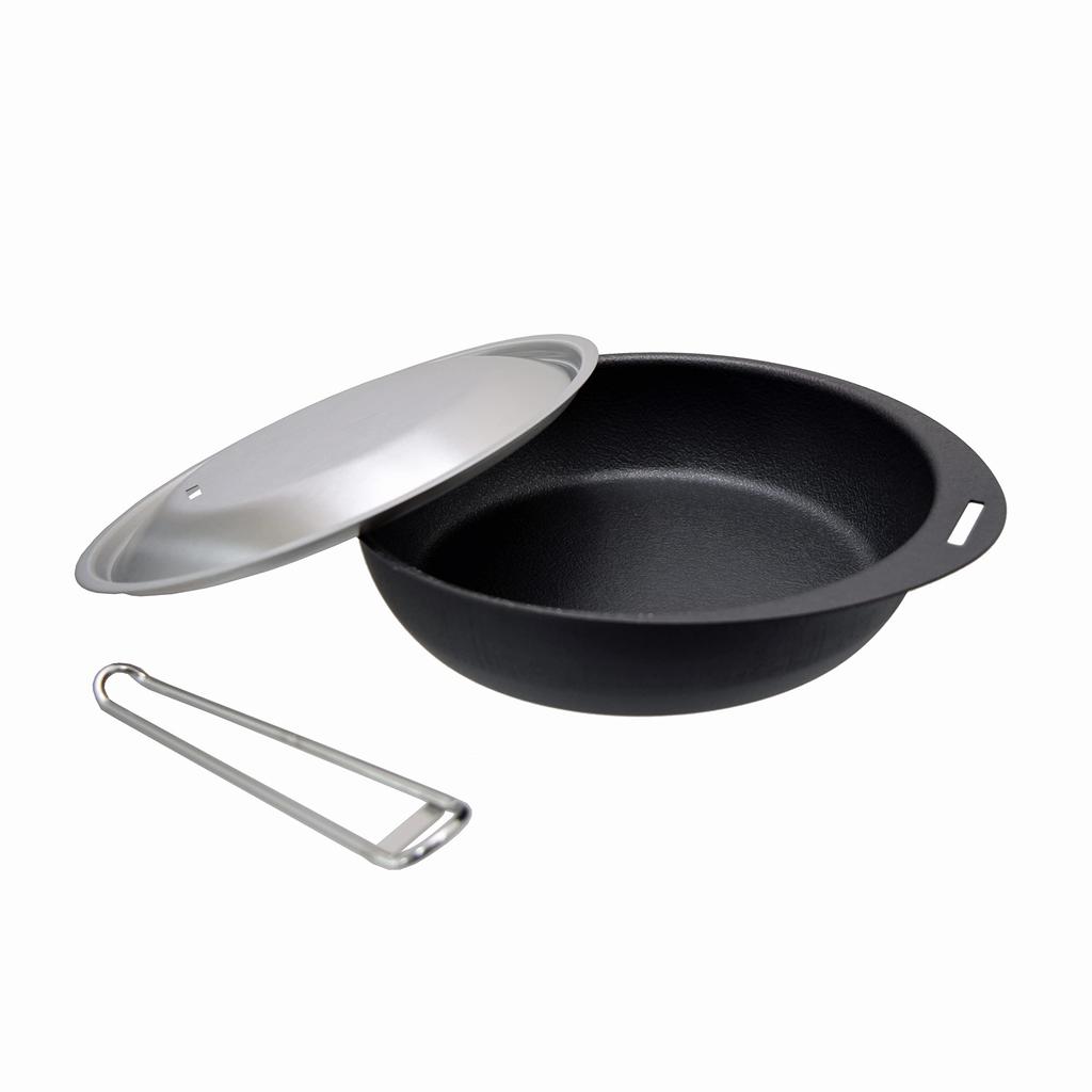 Takagi Glee-ru Removable Handle Grill Pan with Stainless Steel Lid and Handle, Round, 20cm, 3-Piece Set, Made In Japan
