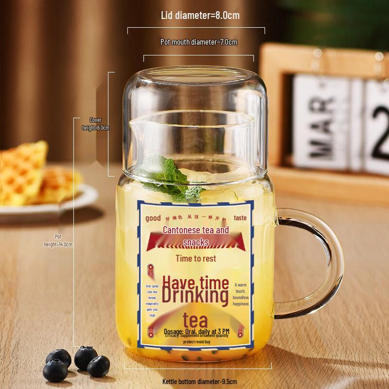 ZISIZ Large Capacity Glass Cup with Lid