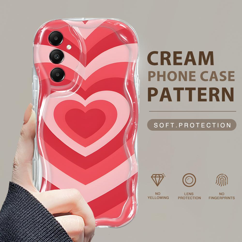 Cute Cartoon Pattern Cream Texture Casing Wavy Edge Soft Silicone Cover Phone Case for Samsung