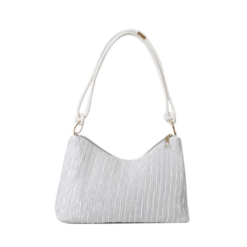 

Модная плиссированная однолямочная сумка 2023 Осень Зима Лето Новая однотонная сумка большого объема Уличная мода Нейлоновая сумка через плечо белый