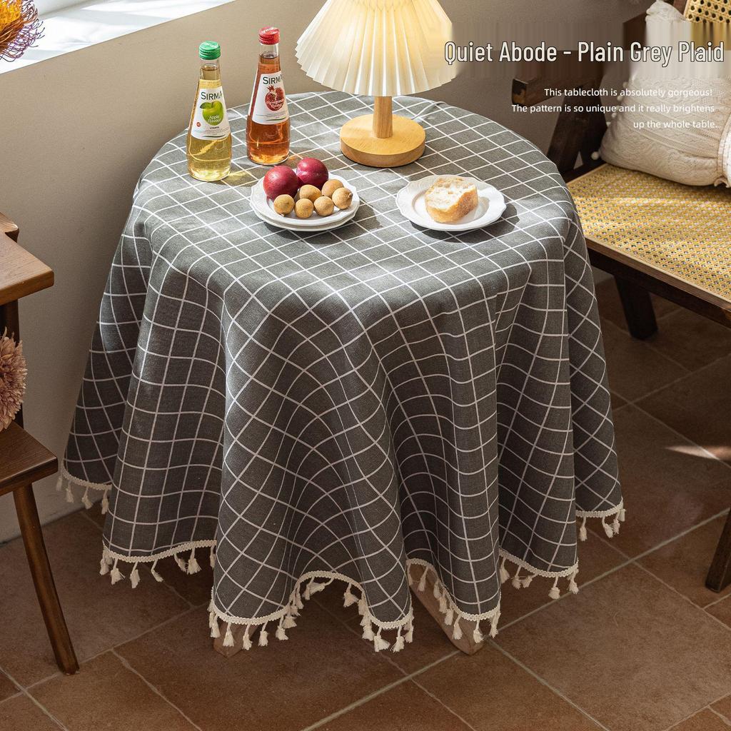 Bohemian Stil Quasten-Tischdecke - Retro Baumwoll-Leinen für Couchtische