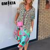 Abiti casual con scollo a V a maniche corte primavera estate moda donna