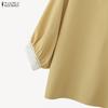 ZANZEA Women Casual Round Neck Lace Splice 3/4 Sleeve Blouse