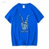 Vintage Donnie Darko Movie T Shirt Bunnysuit Mask Vintage Washed Stretched Stylish Homme Streetwear Graphic Soft Fashion