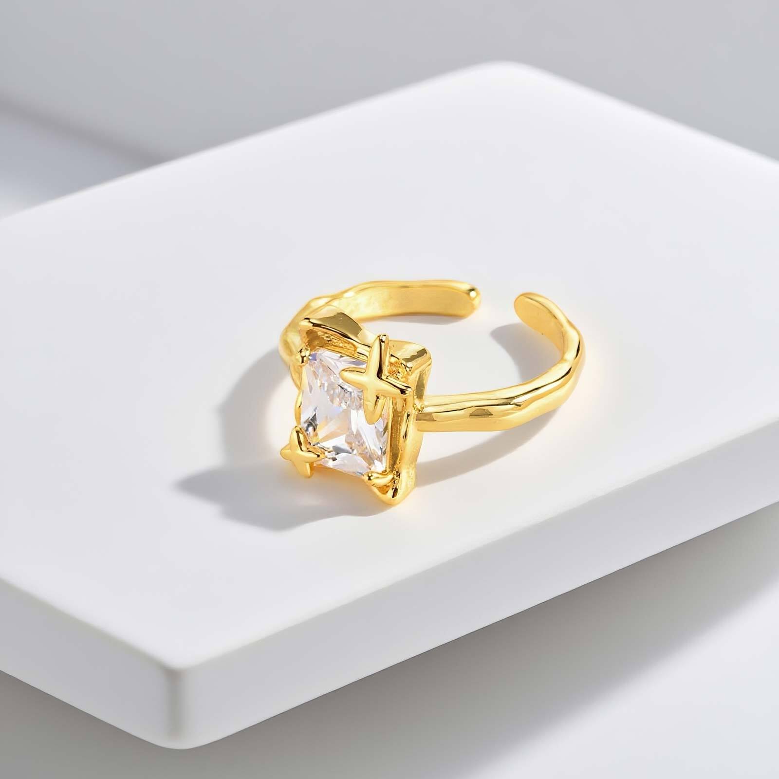 

Adjustable Wedding Rings For Women, Crystal Engagement Proposal Ring Jewelry Femme Gift