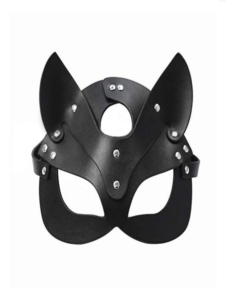 Gothic-Style Cat-Ear S&M Leather Mask, Unique Accessory for Adult Erotic Roleplay, Spice Up Bedroom Bondage & Sensual Games