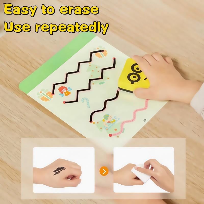 Kids Pen Control Practice Book Reusable Wipe Clean Fun Early Education Writing Training for Kindergarten Preschool Beginners