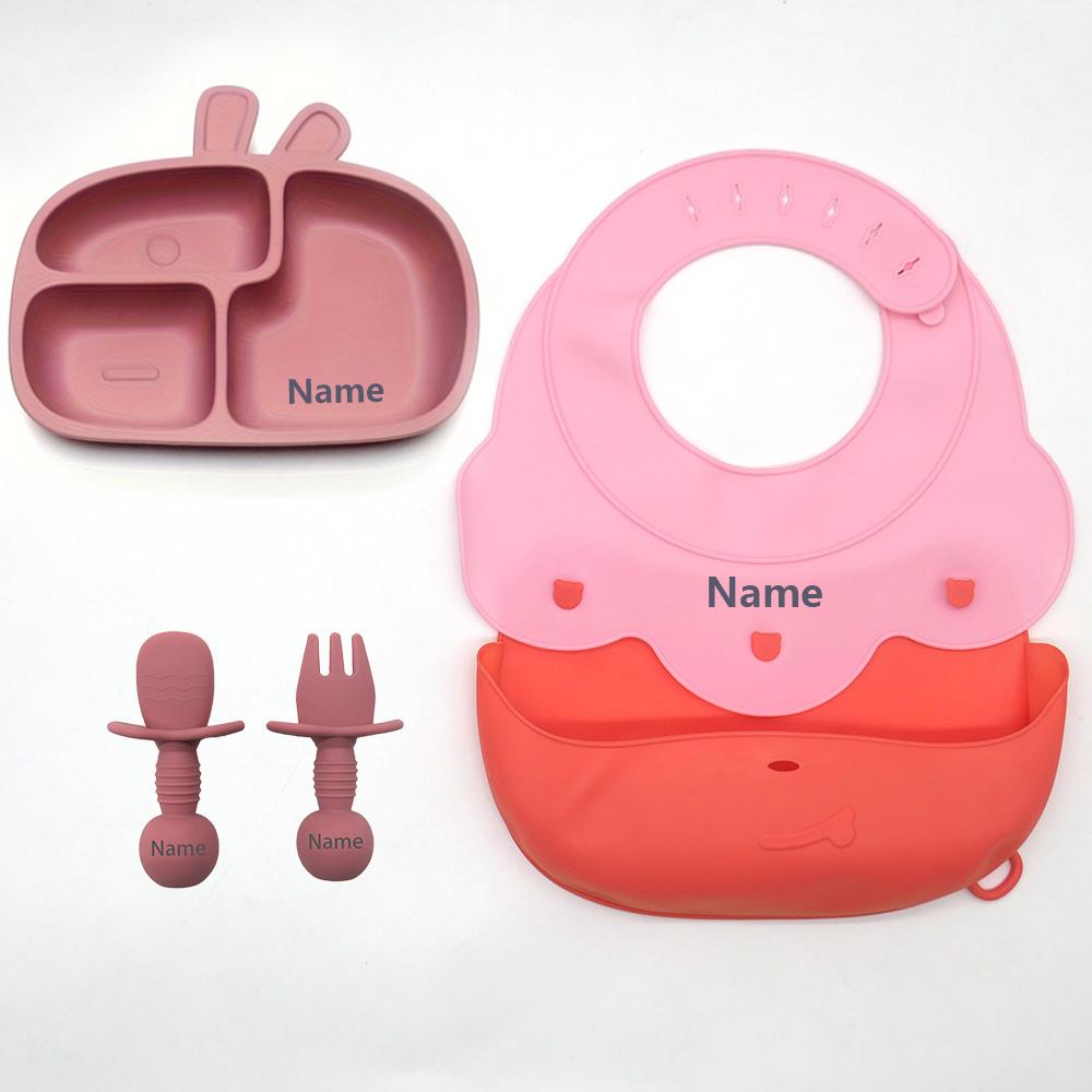 

Customizable Tableware Set ideal for Babies - Waterproof Simple to Clean featuring Free Name Engraving Creative Present Idea