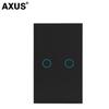 AXUS Touch Switch Wall Light Switch Luxury Crystal Tempered Glass EU US Standard Panel AC110-250V  1/2/3 Gang LED Button