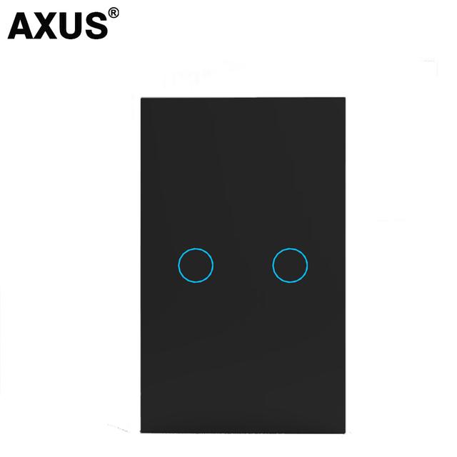 AXUS Touch Switch Wall Light Switch Luxury Crystal Tempered Glass EU US Standard Panel AC110-250V  1/2/3 Gang LED Button