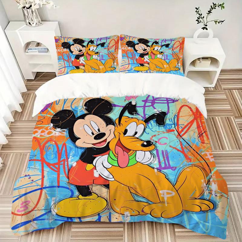 Mickey Pluto Friendship Print 3Pcs Bedding Setduvet Cover With 2 Bedropillowcase Home Birthday Gift