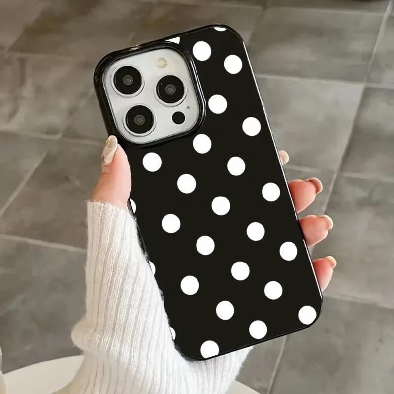 Classic Black White Polka Dot  Phone Case For iPhone 16 17 Pro 15 14 13 12 11 Pro Max 7 8 Plus 16E Shockproof Soft Cover