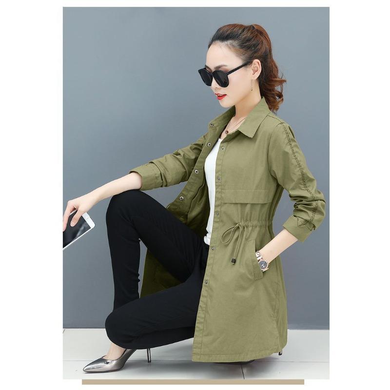 Windjacke Damen Mittellang Koreanischer Stil Frühling und Herbst Neues Oberteil Klein Früher Frühling Dünn Vielseitige Jacke