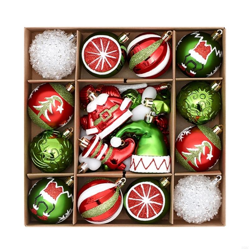 Hand Painted Christmas Ornament Set of 46 Plastic Holiday Decorations for Tree Decoration Party