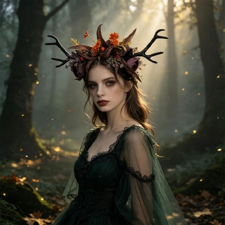 Christmas Antler Headband Costume Flower Hair Accessory for Dance Shows Holiday Halloween Parties and Photos