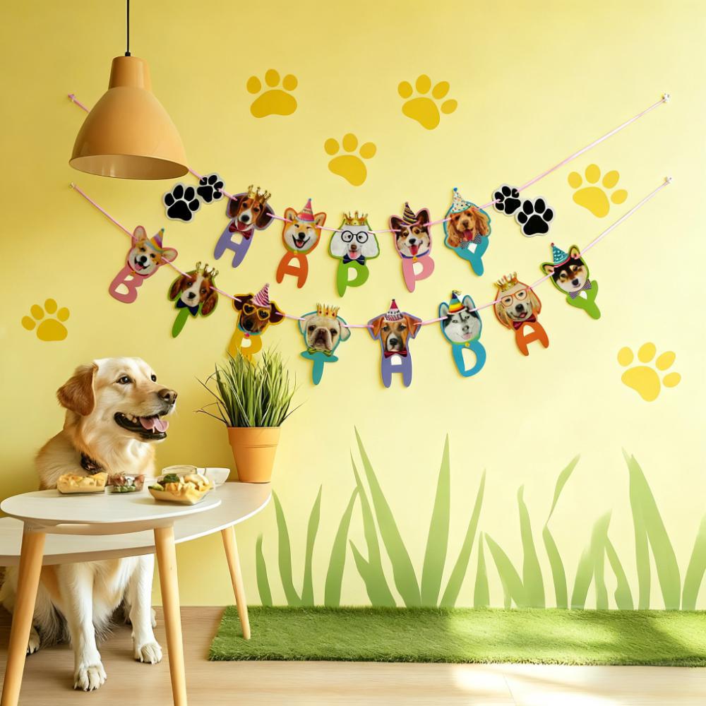 Spot Kitten Puppy Birthday Flag Multi-Style Party Decoration Banner Holiday Party Scene Arrangement Flag