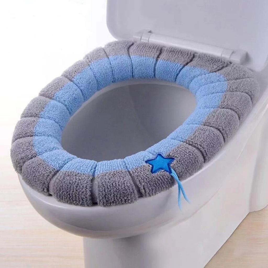 Asiento de inodoro, asiento blando, cojín para asiento de inodoro, portátil, retráctil, lavable, funda de asiento de inodoro de punto en forma de O