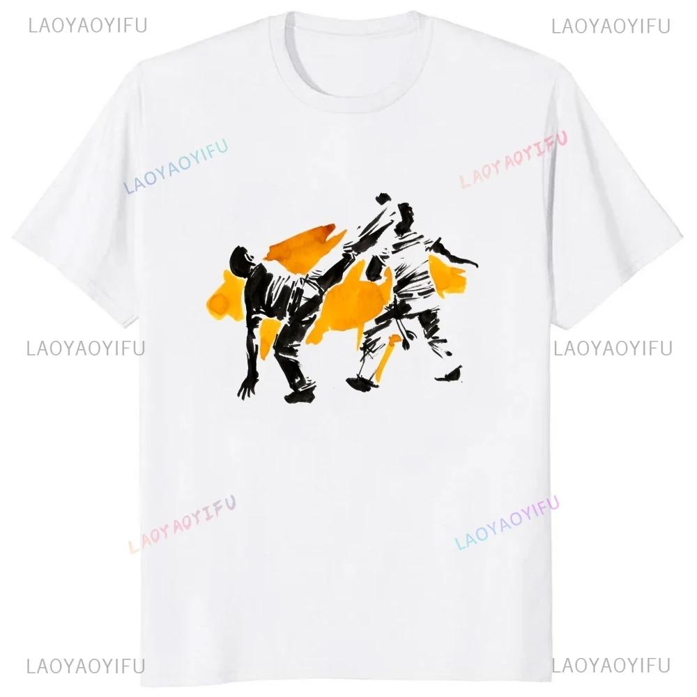Stylish Brazilian War Dance Printed T-shirt Top Capoeira Summer Trend Short Sleeve Unisex Shirt Graphic Oversized T-shirt