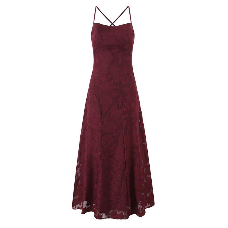 Paris Banquet French Style Advanced Romantic Style Backless Lace Jacquard Temperament Sexy Sling Formal Dress Dress
