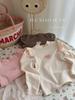 Girls' Puff Sleeve Heart Print T-shirt – Autumn/Winter Princess Top with Half High Collar, Korean Style. Available in Small and Large Sizes.