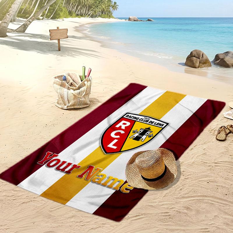 Racing Club De Lens Personalized Printed Beach Towel Soccer Logo Support Custom Name Text Absorbent Towel For Sport Travel Special Gift