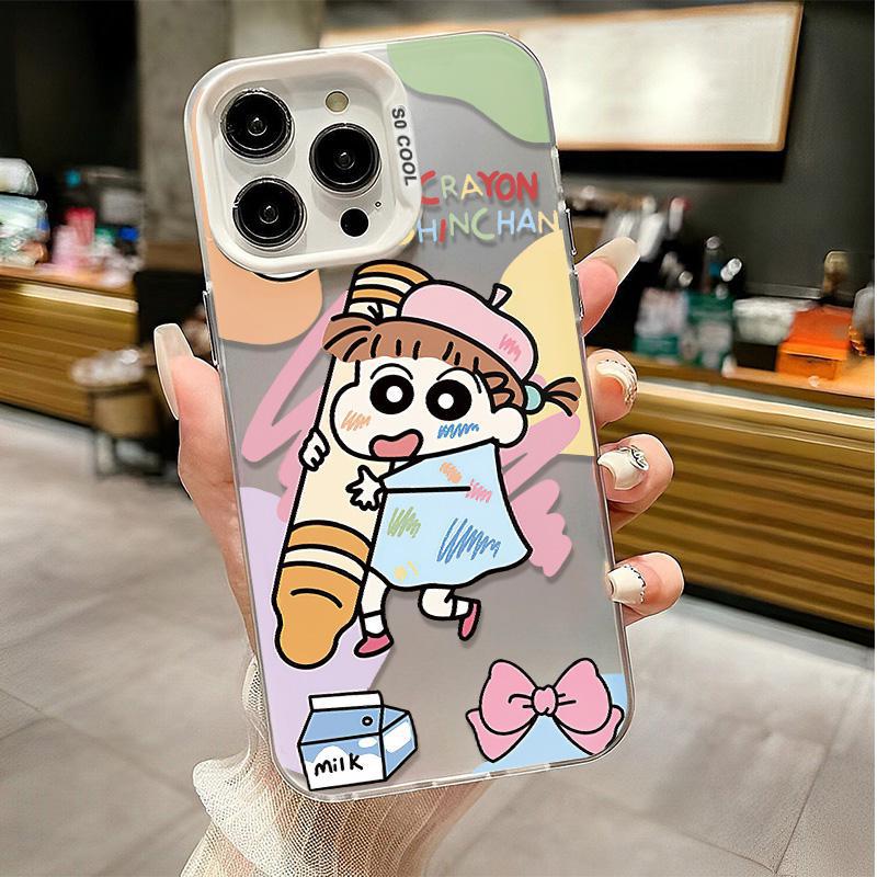 Applicable to Apple 11/11 colored silver mobile phone case Huawei OPPO Xiaomi vivo new fun crayon Xiaokui anti-drop